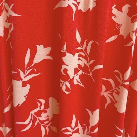 NWT 41 Hawthorn Rose of Sharon Flutter Sleeve Faux Wrap Dress in Coral Size M - Picture 12 of 13